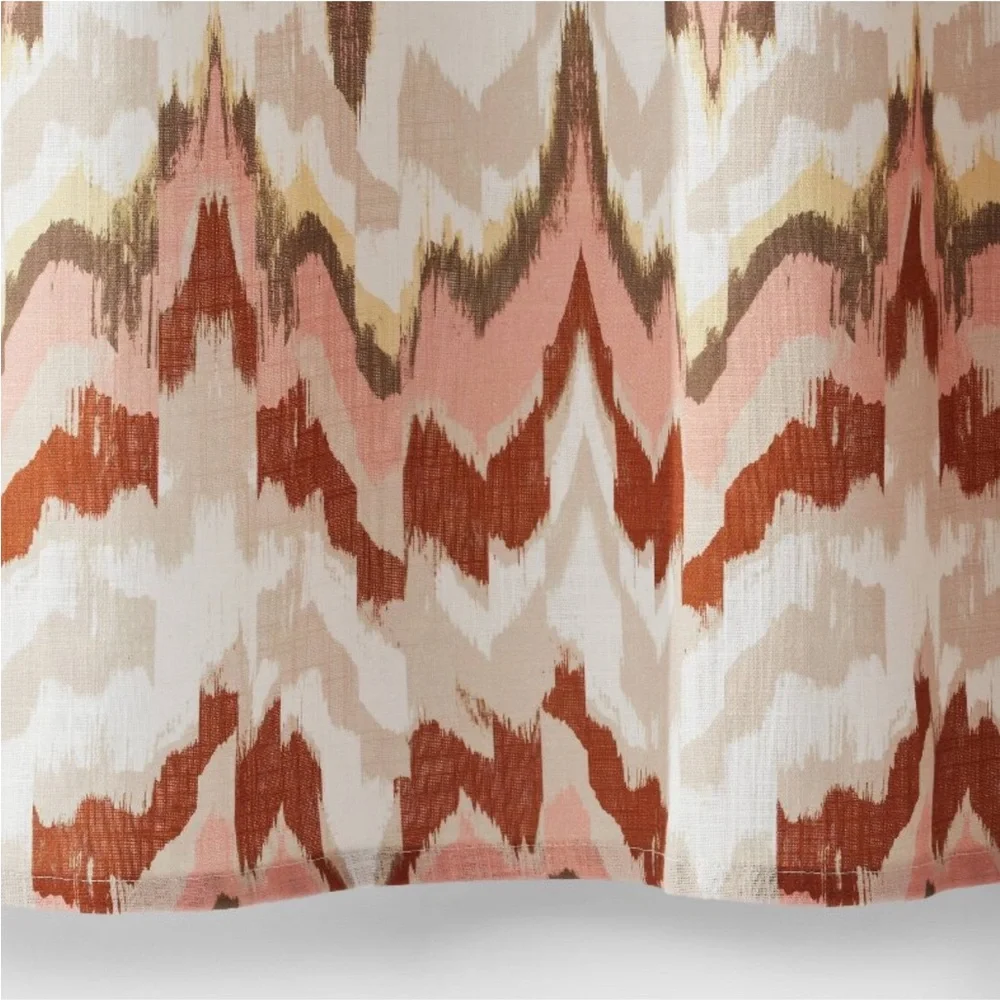 THRESHOLD NWT coastal abstract shower curtain -red/cream